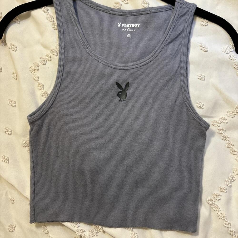 Playboy by Pacsun- Ribbed Crop Tank Top, SIZE XS Bunny Logo - Picture 2 of 3